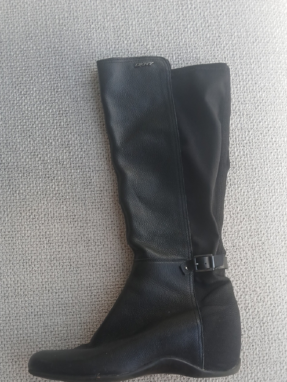 DKNYC Black Knee-High Wedge Boots